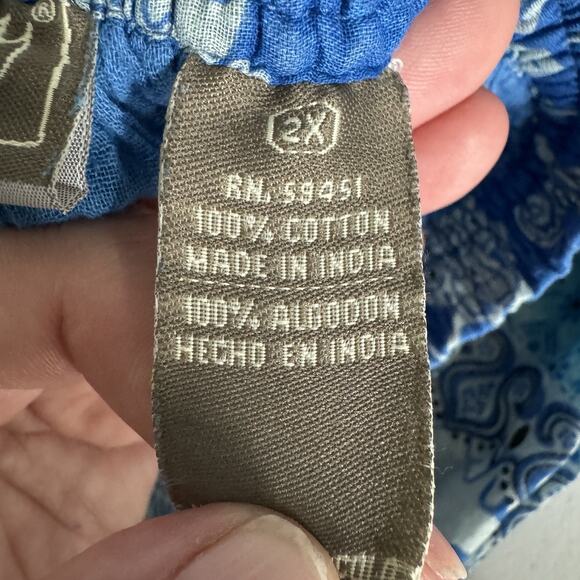 Jane Ashley Patchwork Gypsy Maxi Skirt Size 2X Blue Floral Tiered Boho Peasant - Picture 8 of 9